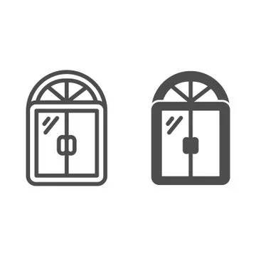 Window line and solid icon, Furniture concept, Window frame sign on white Stock Illustration