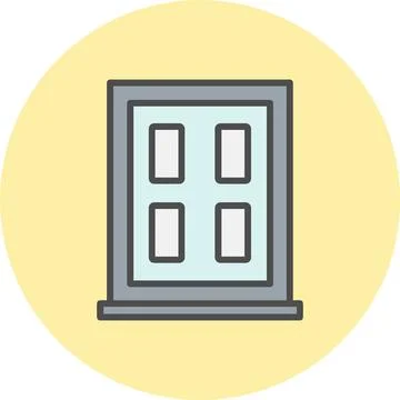 Window Line Filled Circle Icon Stock Illustration