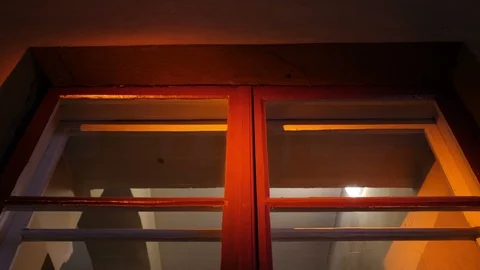 Window lit by alarm lights. Stock-Footage 108116983