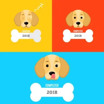 The window is loaded in the form of a bone. The dog is asleep. A sweet and .. Stock Illustration