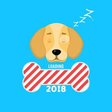 The window is loaded in the form of a bone. A sweet dog is sleeping. Cover .. Stock Illustration