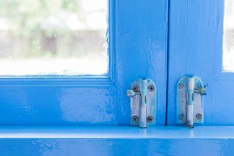 Window lock on double glazed window Stock Photos