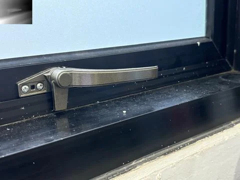 Window locking system on aluminum frames Stock Photos