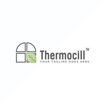 Window logo. Leaf Design. Home window image. Lineart concept. Stock Illustration