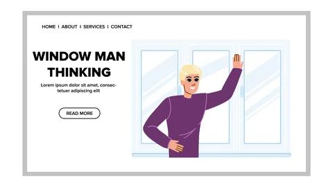 Window man thinking vector Stock Illustration