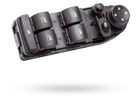 Window master switch control panel isolated on white background. Switch on-.. Stock Photos