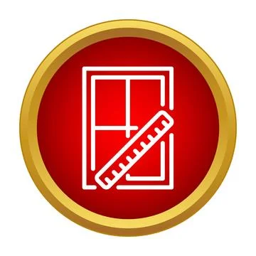 Window measuring and installation icon with ruler Stock Illustration