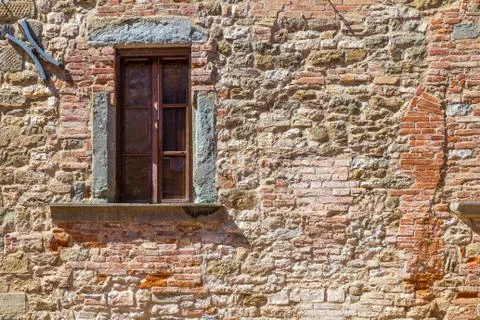 Window on medieval stone Stock Photos