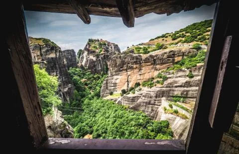 Window to Meteora. Artistic interpretation of a window to the gods Stock Photos