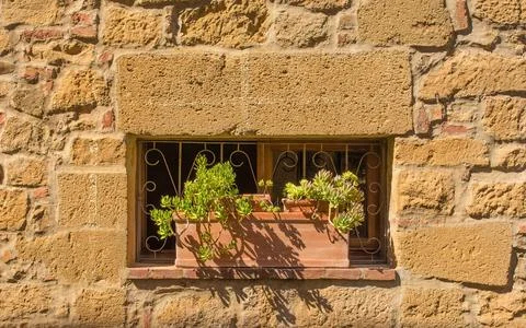 Window in Monticchiello, Tuscany Foto stock