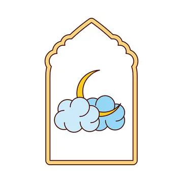 Window moon cloud Ilustração Stock