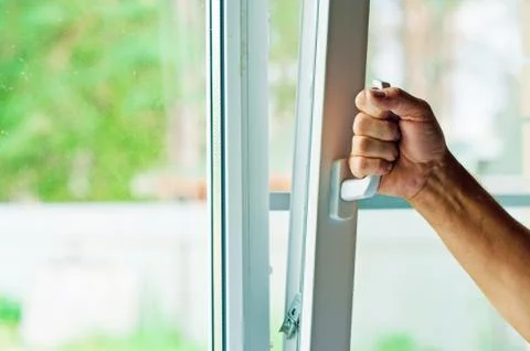 Window with mosquito net Stock Photos