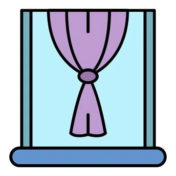 Window node curtain icon color outline vector Stock Illustration