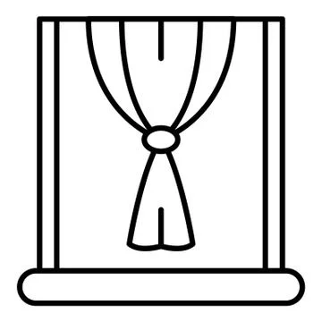 Window node curtain icon, outline style Stock Illustration