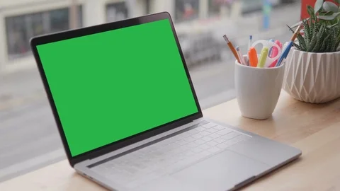 Window Office Computer Desk Laptop, Notebook Technology Modern Workplace View Stock Footage 95787380