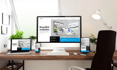 Window office desktop devices website builder Illustrazione stock