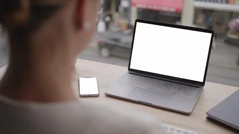 Window Office View, Young Professional Female Laptop Entrepreur Web Work Stock Footage 99673138