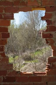 Window in old brick wall Stock Photos
