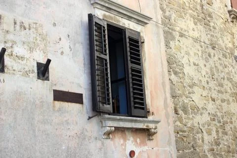 The window of the old house Stock Photos