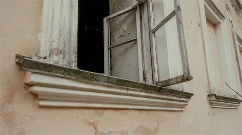 Window in an old  mansion of the Russian nobility in the depths of Russia Stock Footage 63321617