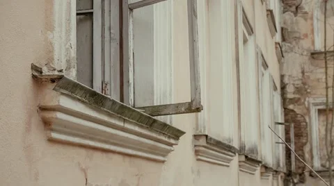 Window in an old  mansion of the Russian nobility in the depths of Russia Stock Footage 63321618