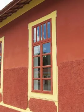 Window of an old train station Stock Photos