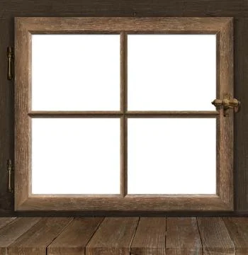 Window old wood window frame sprouts vintage white Stock Photos
