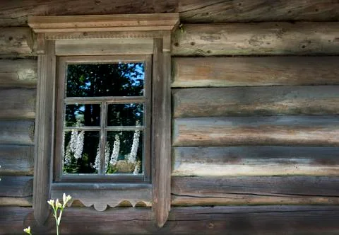 Window of old wooden house Stock Photos