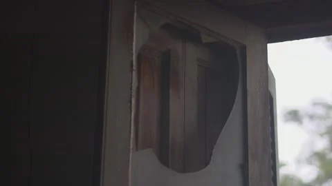 A window is open and the glass is shattered Stock Footage 330385304