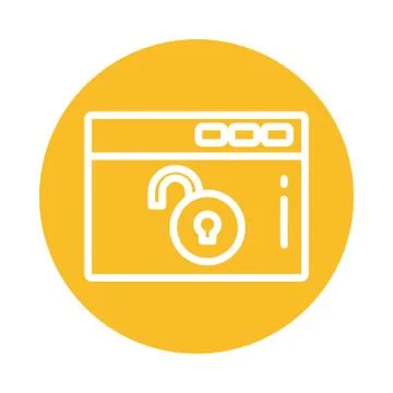 Window with open padlock, block and flat style icon Stock Illustration