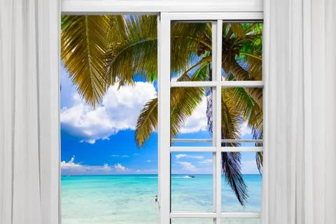 Window open palm beach Stock Photos
