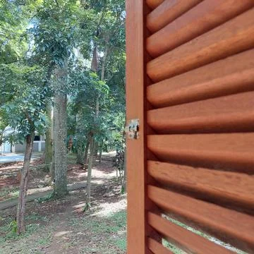 The window opened to a garden view Stock Photos