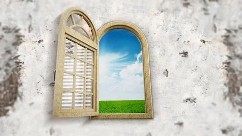 Window opening to blue sky Stock Illustration