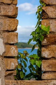 Window opening close-up view on seascape Stock Photos