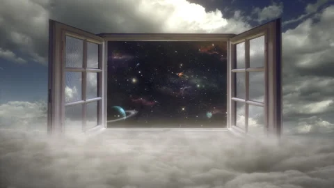 Window Opening Onto Cosmic Space Above Clouds Vidéo 342117283