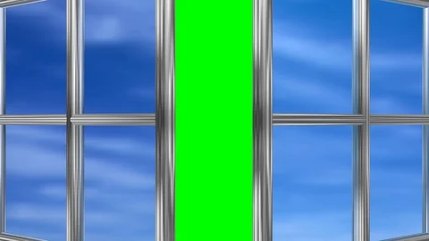 Window opening inward . Aluminum frame . Opens toward screen . 3d animation Stock Footage 110770259