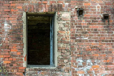 Window opening in the wall. Stock Photos