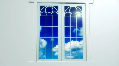 Window opens to clouds Stock Footage 8995327