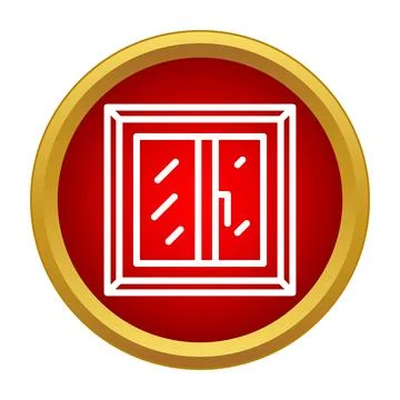 Window outline flat icon in red circle Stock Illustration
