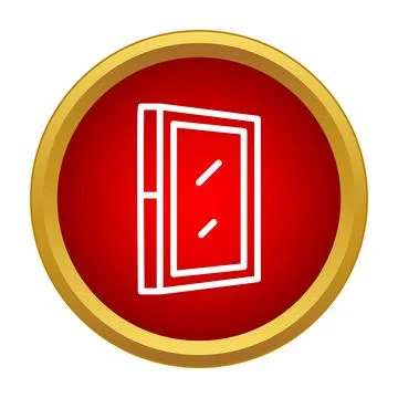 Window outline icon on red gold circle Stockillustratie