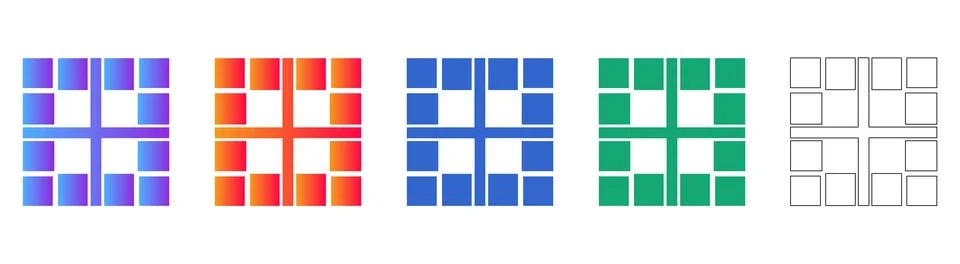Window Pane Icons for UI Design Illustrazione stock