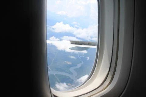 Window panel of an Airplane Stock Photos