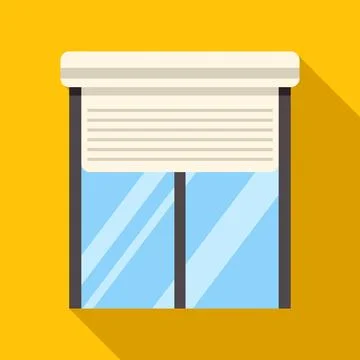 Window with partially lowered roller shutter illustrating home security Stock Illustration