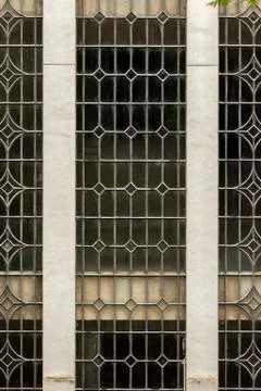 Window pattern detail of an old building facade Stock Photos