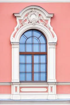 Window on pink wall. Stock Photos