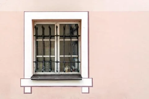 Window on pink wall. Stock Photos