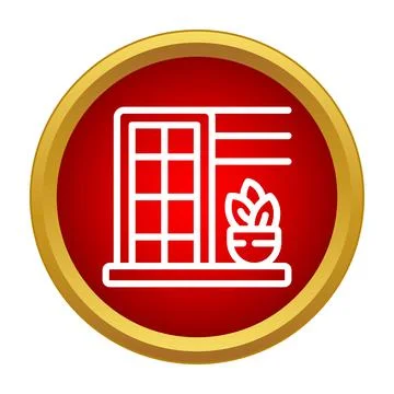 Window with potted plant icon design element Stock Illustration