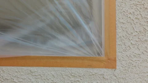 Window prepped for painting Stock Footage 283959882