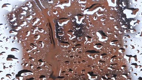 Window with raindrops and chimney closeup Video stock 123271939