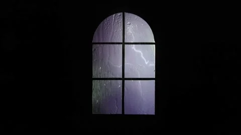 Window with raindrops and lightning. Vidéo 154327524